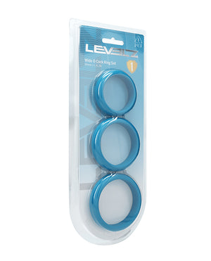 Shots Levelz Wide O Silicone Cock Ring Set of 3 (42 mm, 50 mm, 55 mm) - Teal