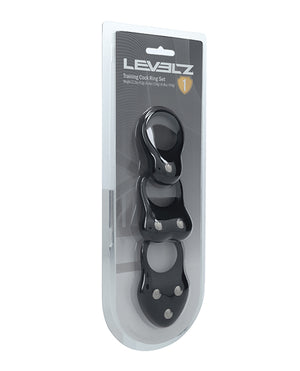 Shots Levelz Silicone Training Cock Ring Set of 3 - Black