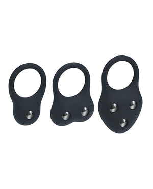 Shots Levelz Silicone Training Cock Ring Set of 3 - Black - Image 2