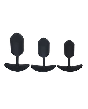 Shots Levelz Silicone Weighted Anal Plug Training Kit Set of 3 - Black - Image 2