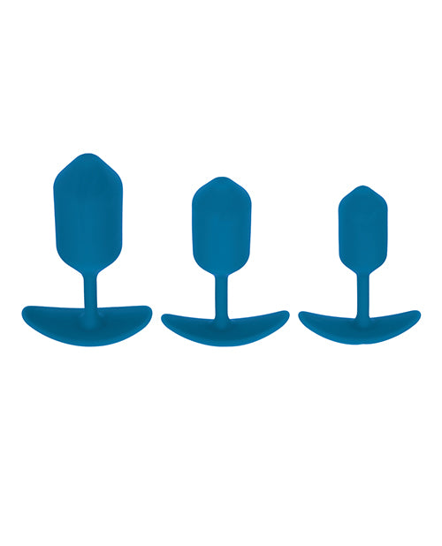 Shots Levelz Silicone Weighted Anal Plug Training Kit Set of 3 - Teal - Image 2