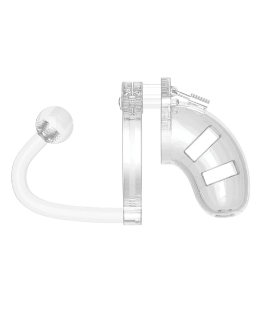 Man Cage Shots Man Cage Chastity 3.5" Cock Cage w/Plug Model 10 - Clear
