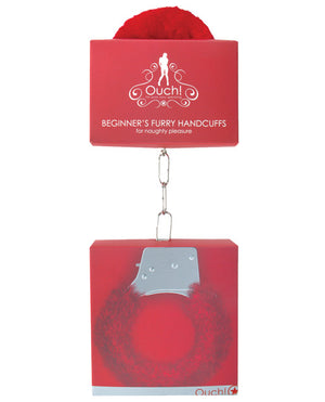 Ouch Shots Ouch Beginner's Handcuffs Furry - Red - Image 2