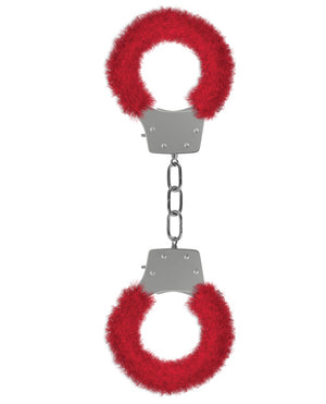 Ouch Shots Ouch Furry Pleasure Handcuffs - Red - Image 2