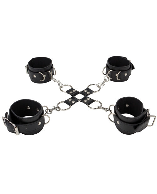 Ouch Shots Ouch Leather Hand &amp; Leg Cuffs - Black - Image 2