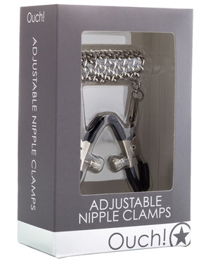 Ouch Shots Ouch Adjustable Nipple Clamps w/Chain - Metal