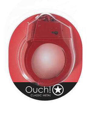 Ouch Shots Ouch! Classic Metal Handcuffs - Red - Image 2
