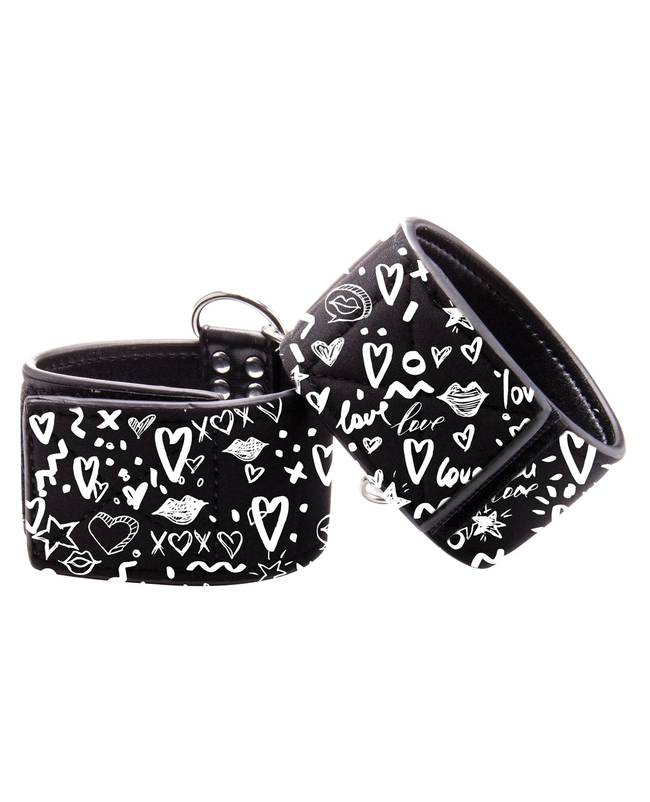 Ouch Shots Ouch Love Street Art Fashion Printed Hand Cuffs - Black