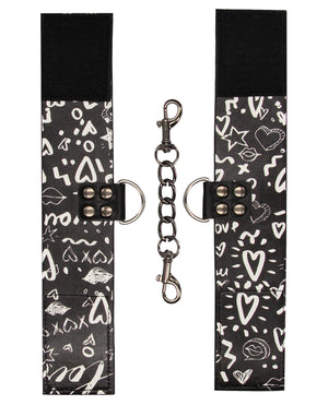 Ouch Shots Ouch Love Street Art Fashion Printed Hand Cuffs - Black - Image 2
