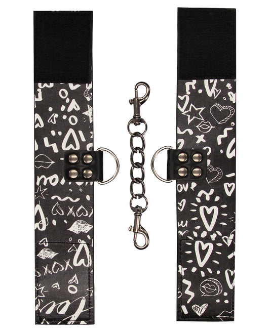 Ouch Shots Ouch Love Street Art Fashion Printed Hand Cuffs - Black - Image 2