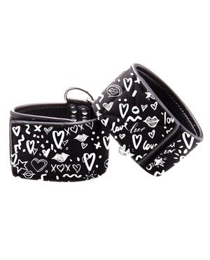 Ouch Shots Ouch Love Street Art Fashion Printed Ankle Cuffs - Black - Image 3