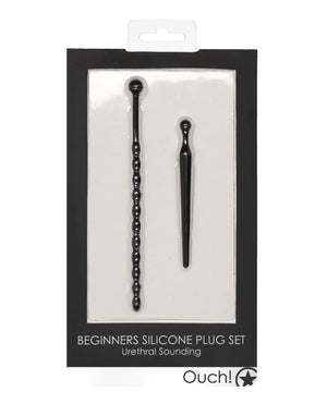 Ouch Shots Ouch Urethral Sounding Beginner's Silicone Plug Set - Black