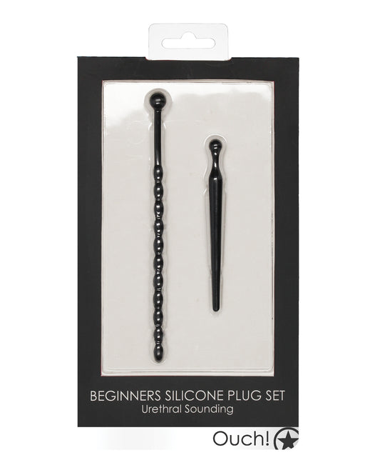 Ouch Shots Ouch Urethral Sounding Beginner's Silicone Plug Set - Black