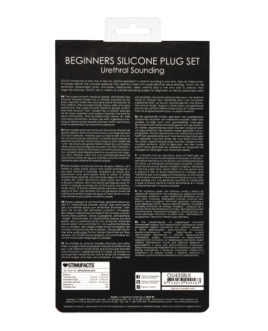 Ouch Shots Ouch Urethral Sounding Beginner's Silicone Plug Set - Black - Image 2