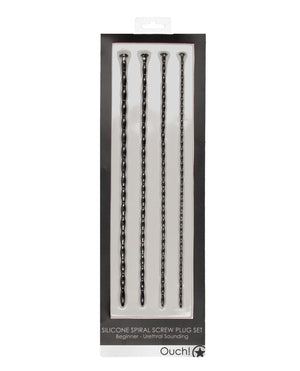 Ouch Shots Ouch Beginner's Urethral Sounding Silicone Spiral Screw Plug Set - Black - Image 2