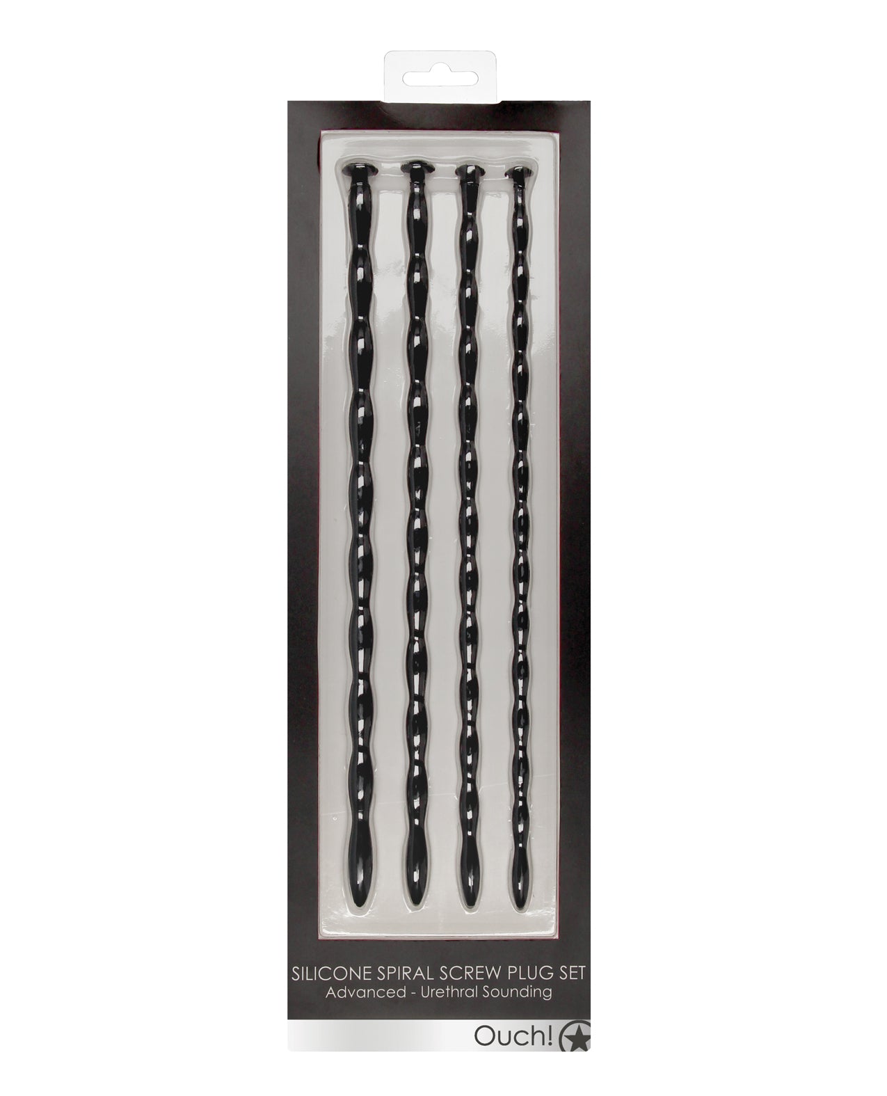 Ouch Shots Ouch Advanced Urethral Sounding Silicone Spiral Plug Set - Black