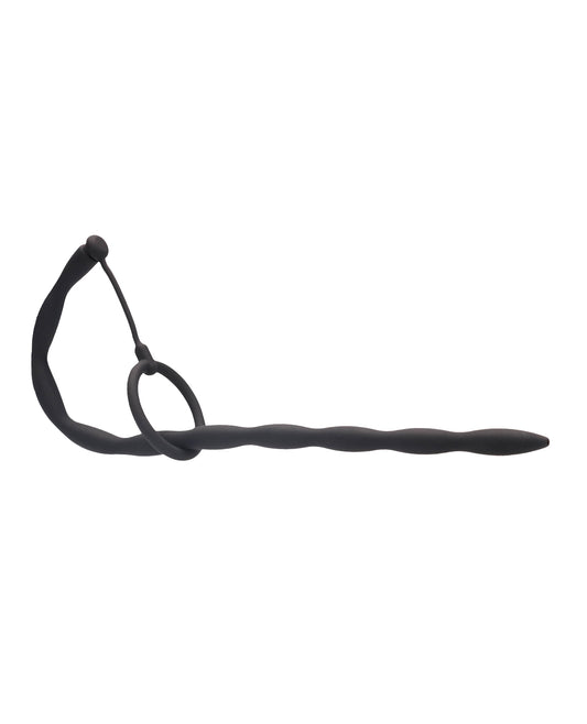 Ouch Shots Ouch Urethral Sounding Silicone Plug &amp; Cock Ring Set - Black - Image 2
