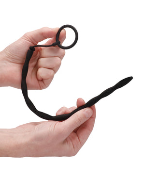 Ouch Shots Ouch Urethral Sounding Silicone Plug &amp; Cock Ring Set - Black - Image 3