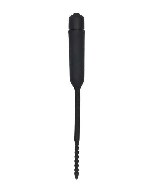 Ouch Shots Ouch Urethral Sounding Silicone Vibrating Bullet Plug w/Beaded Tip - Black - Image 2