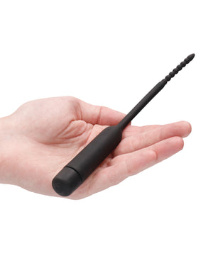 Ouch Shots Ouch Urethral Sounding Silicone Vibrating Bullet Plug w/Beaded Tip - Black - Image 3
