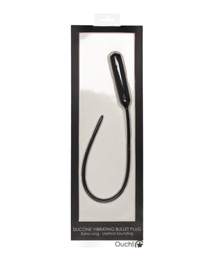 Ouch Shots Ouch Extra Long Urethral Sounding Silicone Vibrating Bullet Plug - Black - Image 4