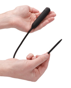 Ouch Shots Ouch Extra Long Urethral Sounding Silicone Vibrating Bullet Plug - Black - Image 3