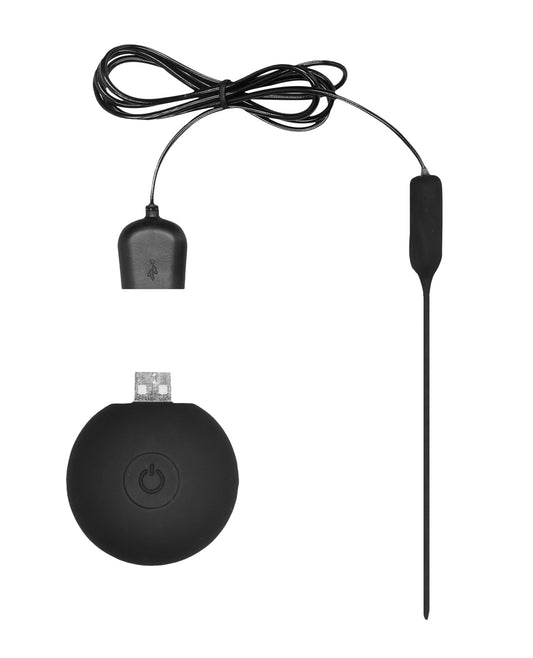 Ouch Shots Ouch Urethral Sounding Silicone Rechargeable & Remote Controlled Vibrating Plug - Black - Image 2