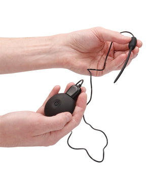 Ouch Shots Ouch Urethral Sounding Silicone Rechargeable &amp; Remote Controlled Vibrating Plug - Black - Image 3