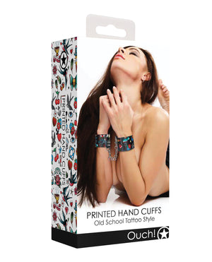 Ouch Shots Ouch Old School Tattoo Style Printed Hand Cuffs- Black - Image 4
