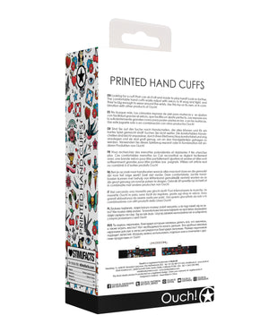 Ouch Shots Ouch Old School Tattoo Style Printed Hand Cuffs- Black