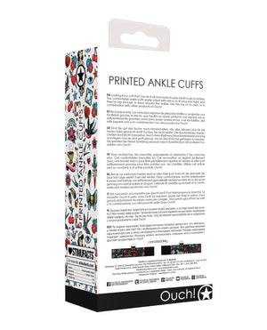 Ouch Shots Ouch Old School Tattoo Style Printed Ankle Cuffs- Black
