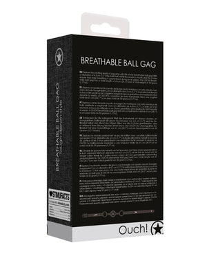 Ouch Shots Ouch Breathable Ball Gag w/Denim Straps - Black - Image 4