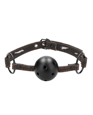 Ouch Shots Ouch Breathable Ball Gag w/Denim Straps - Black - Image 2