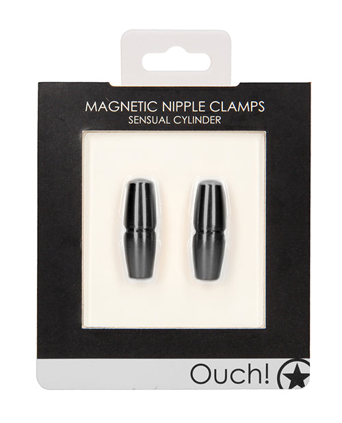 Ouch Shots Ouch Sensual Cylinder Magnetic Nipple Clamps - Black - Image 2