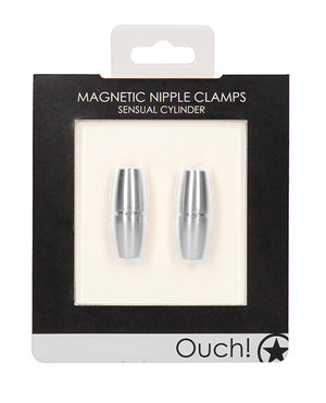 Ouch Shots Ouch Sensual Cylinder Magnetic Nipple Clamps - Silver