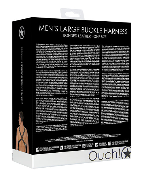 Ouch Shots Ouch Men's Large Buckle Harness - Black