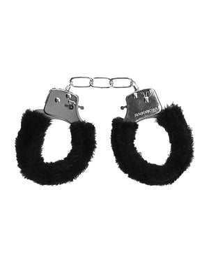 Ouch Shots Ouch Black &amp; White Beginner's Furry Hand Cuffs - Black - Image 5