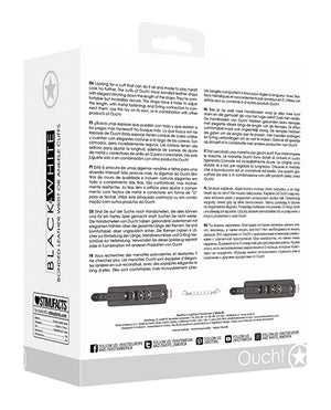 Ouch Shots Ouch Black &amp; White Bonded Leather Hand/Ankle Cuffs - Black - Image 5