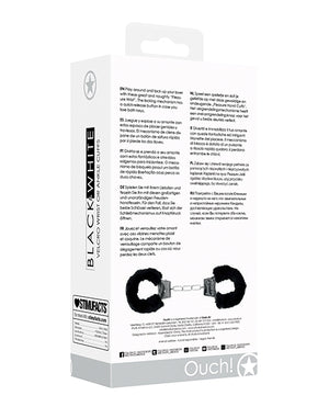 Ouch Shots Ouch Black &amp; White Velcro Hand/Ankle Cuffs - Black - Image 3