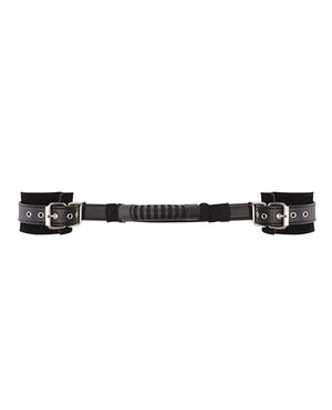 Ouch Shots Ouch Black &amp; White Bonded Leather Hand Cuffs w/Handle - Black - Image 5