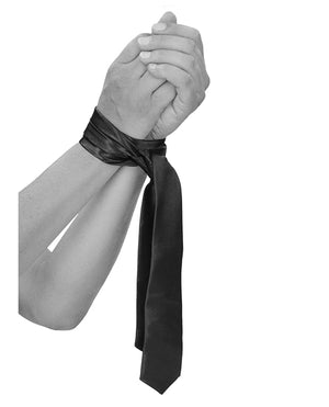 Ouch Shots Ouch Black &amp; White Satin Bondage Tie - Black - Image 4