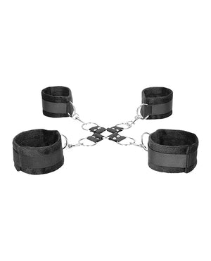 Ouch Shots Ouch Black &amp; White Velcro Hogtie w/Hand &amp; Ankle Cuffs - Black - Image 5