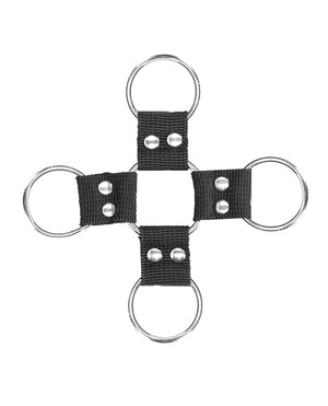 Ouch Shots Ouch Black &amp; White Velcro Hogtie w/Hand &amp; Ankle Cuffs - Black - Image 3