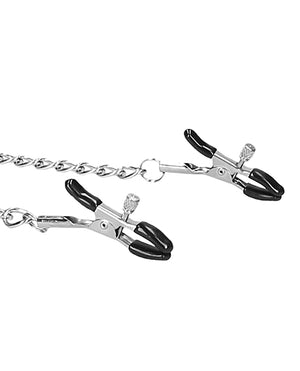 Ouch Shots Ouch Black &amp; White Velcro Collar w/Nipple Clamps - Black - Image 3