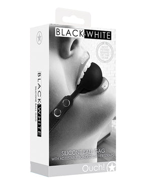 Ouch Shots Ouch Black &amp; White Silicone Ball Gag - Black