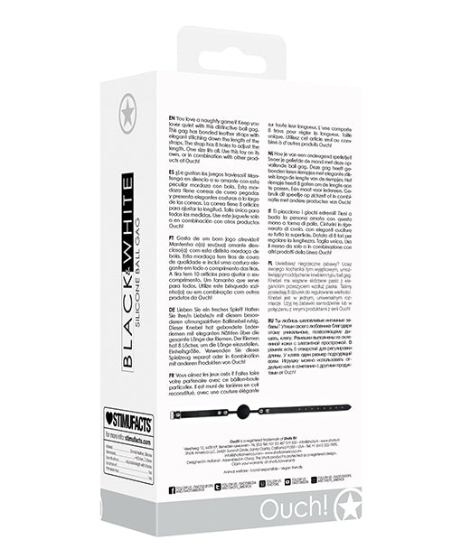 Ouch Shots Ouch Black &amp; White Silicone Ball Gag - Black - Image 2