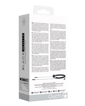 Ouch Shots Ouch Black &amp; White Breathable Ball Gag w/Nipple Clamps - Black - Image 4