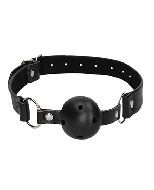 Ouch Shots Ouch Black &amp; White Breathable Ball Gag w/Nipple Clamps - Black - Image 2