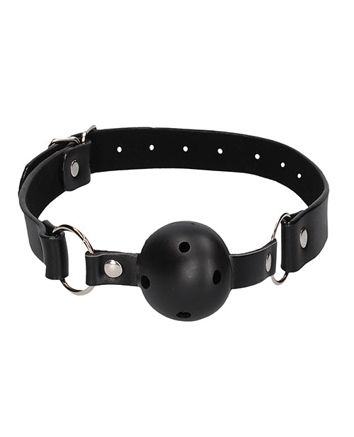 Ouch Shots Ouch Black &amp; White Breathable Ball Gag w/Nipple Clamps - Black - Image 2