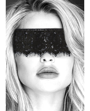 Ouch Shots Ouch Black &amp; White Lace Mask w/Elastic Straps - Black - Image 5
